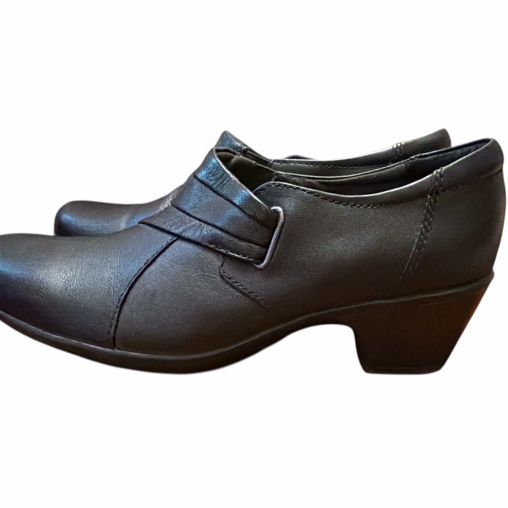 Clarks Bendables Women’s Black Leather Slip-On Mule Shoes Size 9 GUC